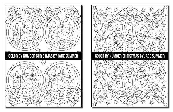 Color by number coloring pages christmas adult coloring book by jade summer digital coloring pages printable pdf download