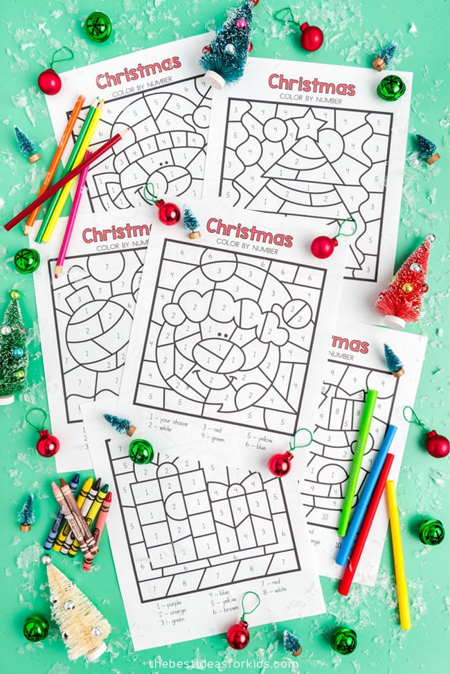 Christmas color by number free printables