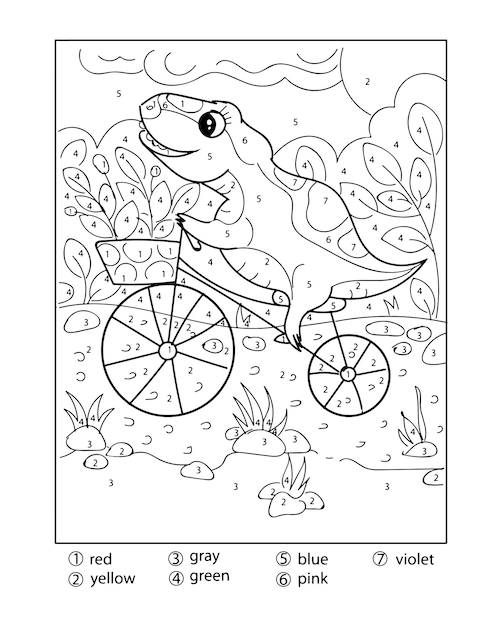 Premium vector dinosaur color by number coloring pages for adults