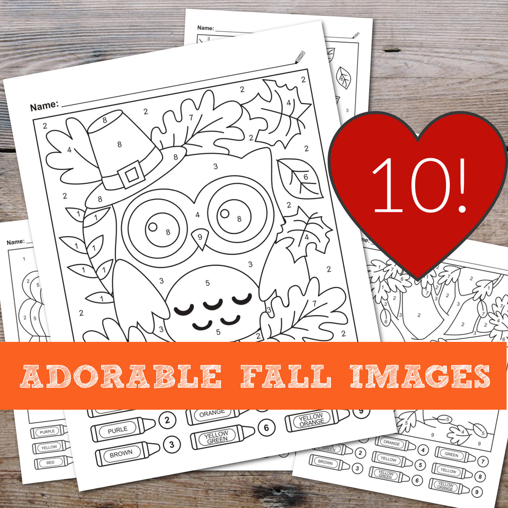 Fall color by number printable worksheets â ispyfabulous