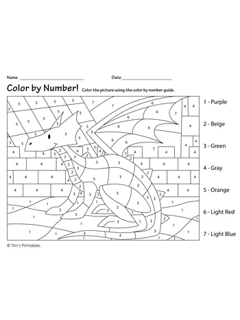 Color by number â dragon â tims printables