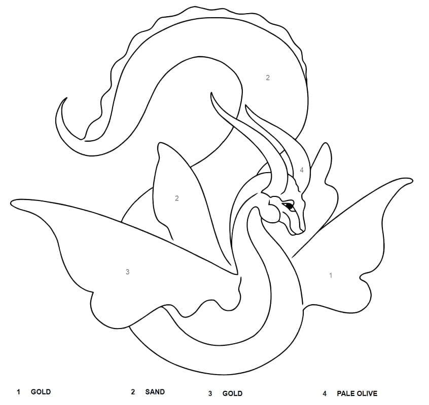 Dragon color by number coloring pages