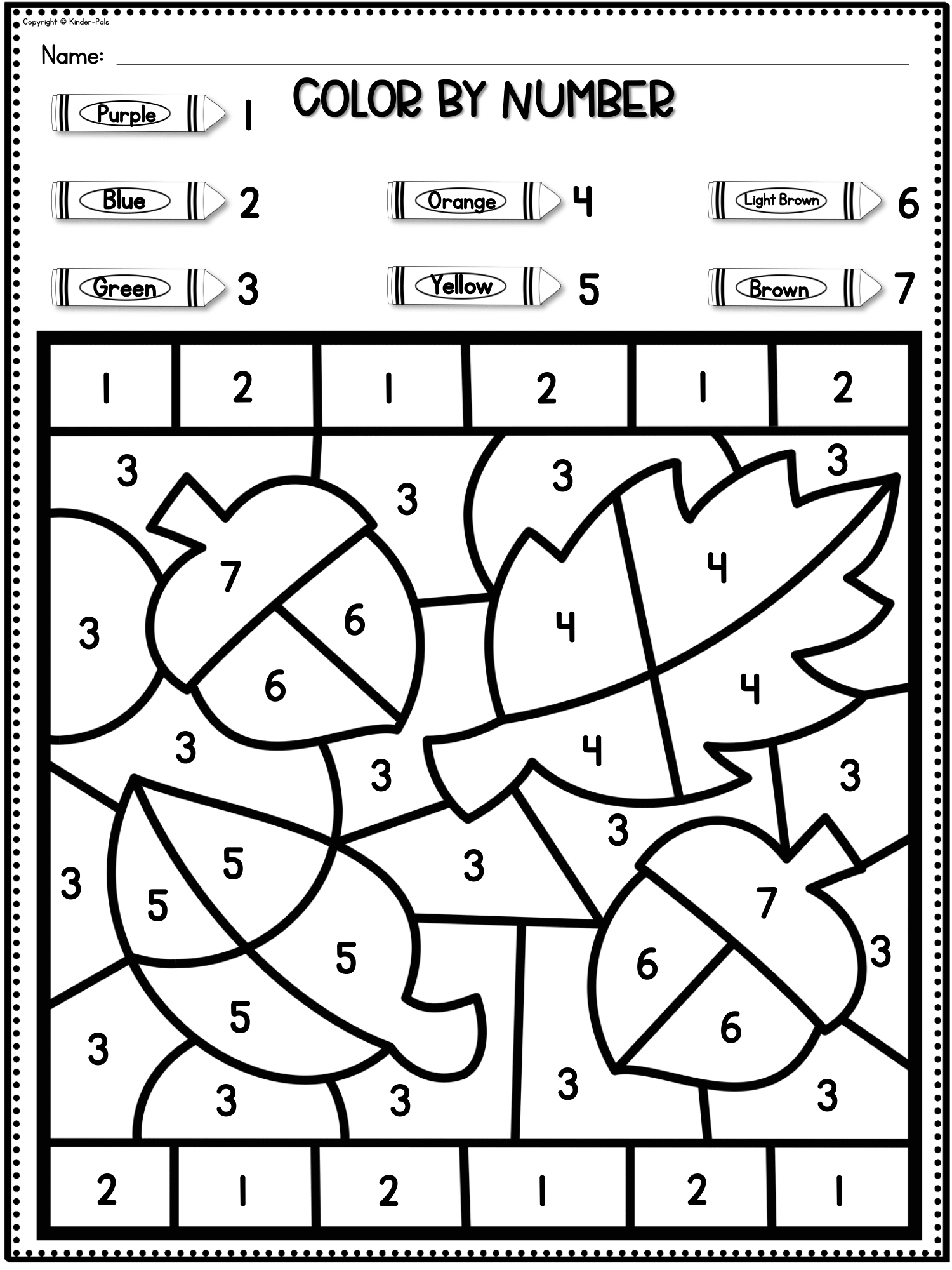Color by number fall coloring pages numbers