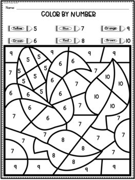 Fall coloring pages color by number numbers