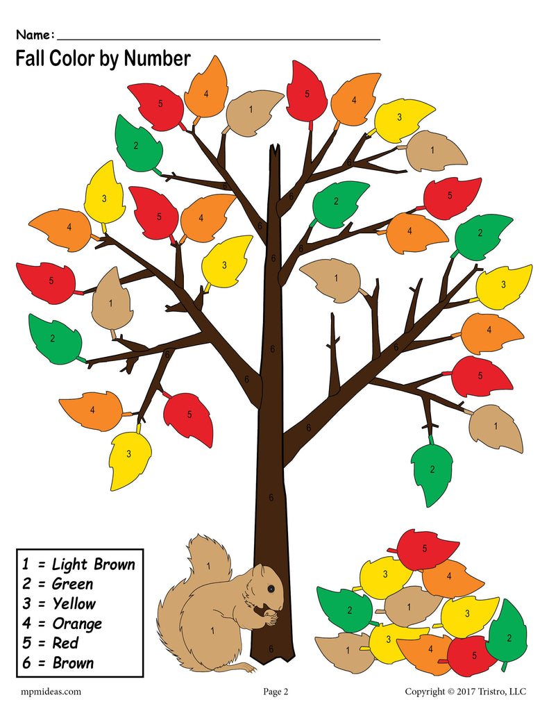 Printable fall themed color