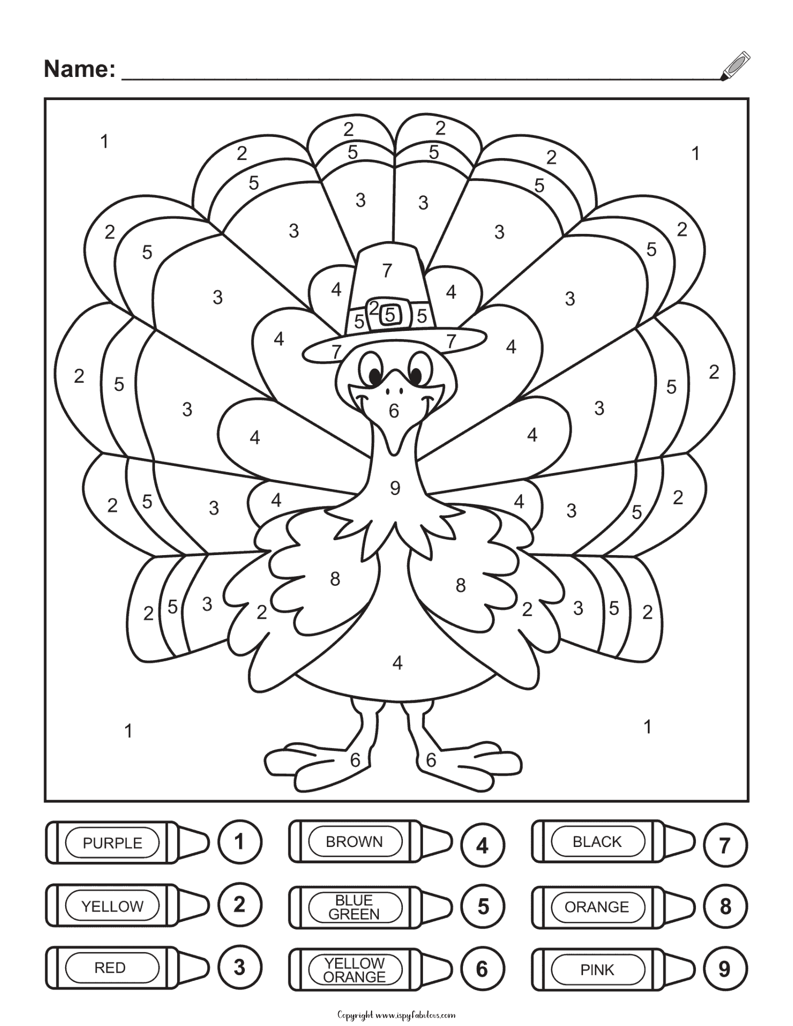 Festive fall color by number coloring pages