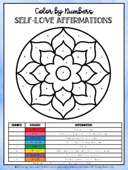 Mental health mandala color by numbers made by teachers