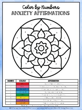 Mental health mandala color by numbers made by teachers