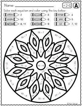 Division review color by number mandala coloring pages vol by kim heuer