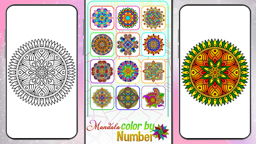 Mandala color by number book