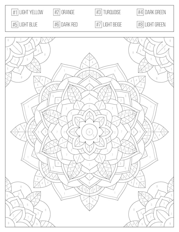 Color by numbers printable coloring book for adults teens