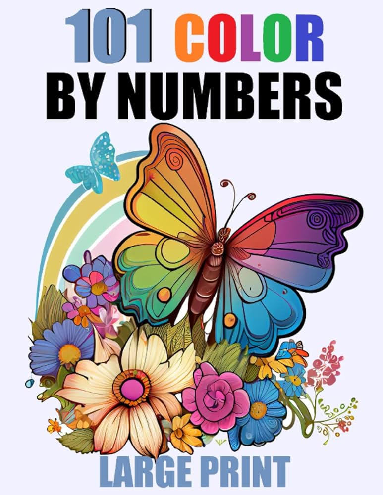 Large print color by number coloring book easy fun coloring pages of flowers nature landscapes animals patterns for relaxation and stress relief rivers ivy books