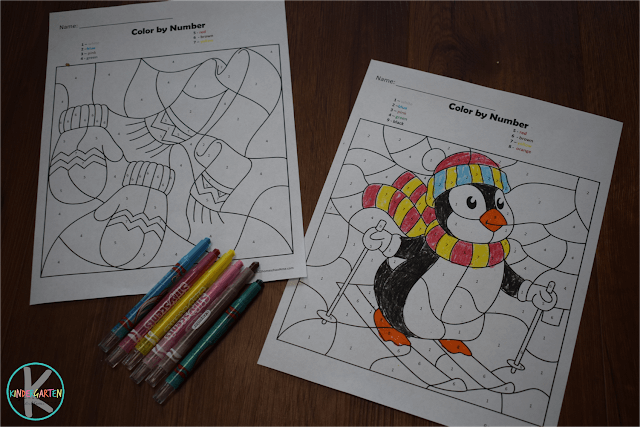 Âï free winter color by number worksheets for kids