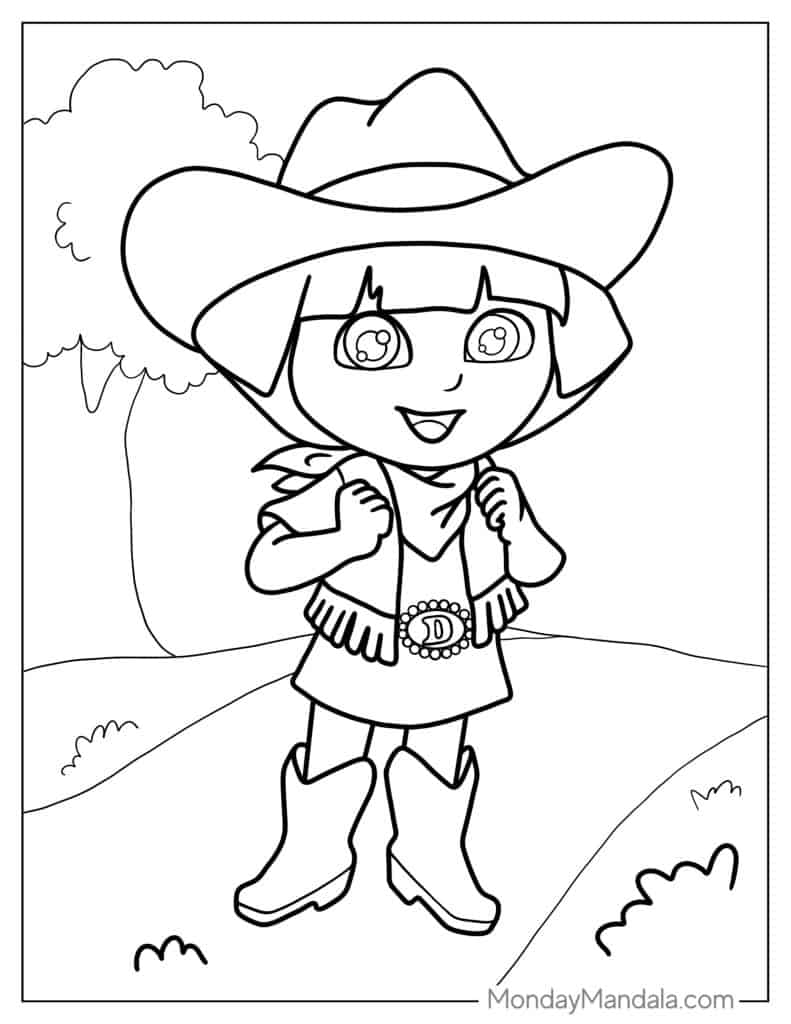 Dora the explorer coloring pages free pdf printables