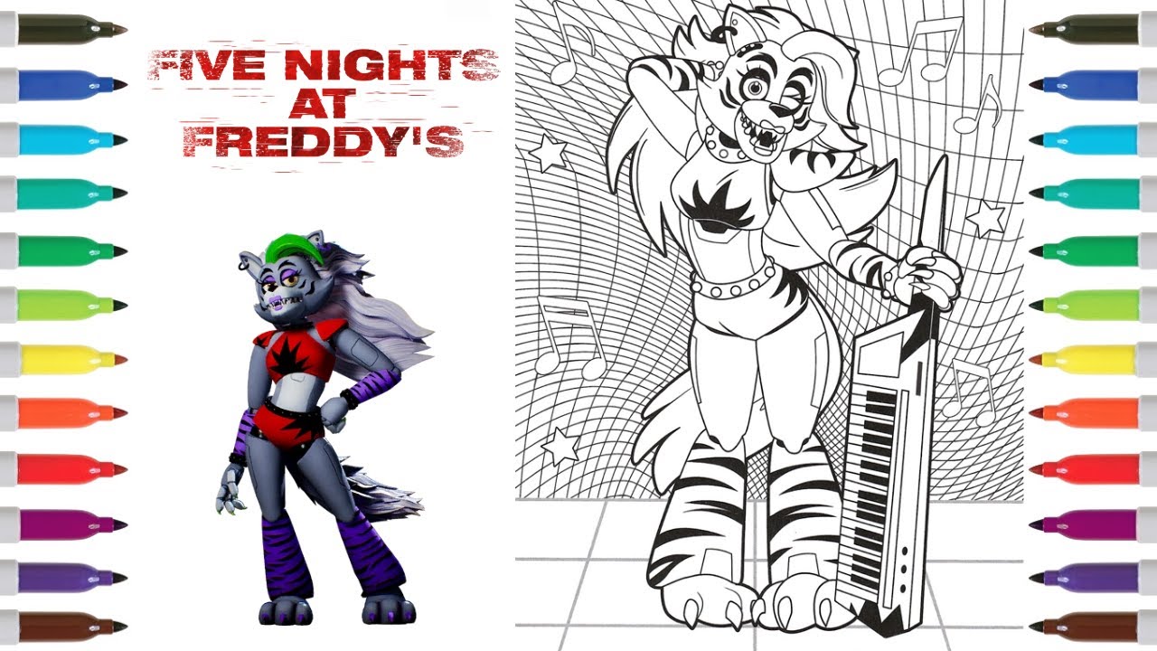 Five nights at freddys coloring book page roxanne wolf fnaf security breach coloring page