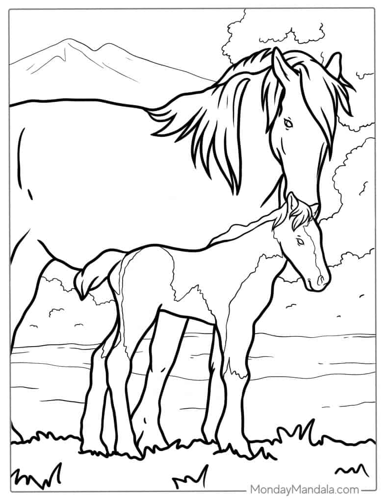 Horse coloring pages free pdf printables