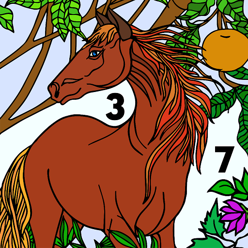 Horse color by number book