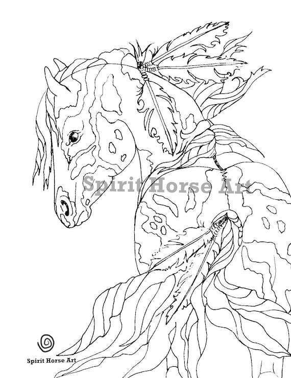 Spirit horse digital coloring page paint horseprint your own page printable