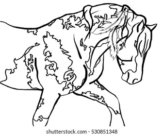 Abstract horse coloring page stock illustration