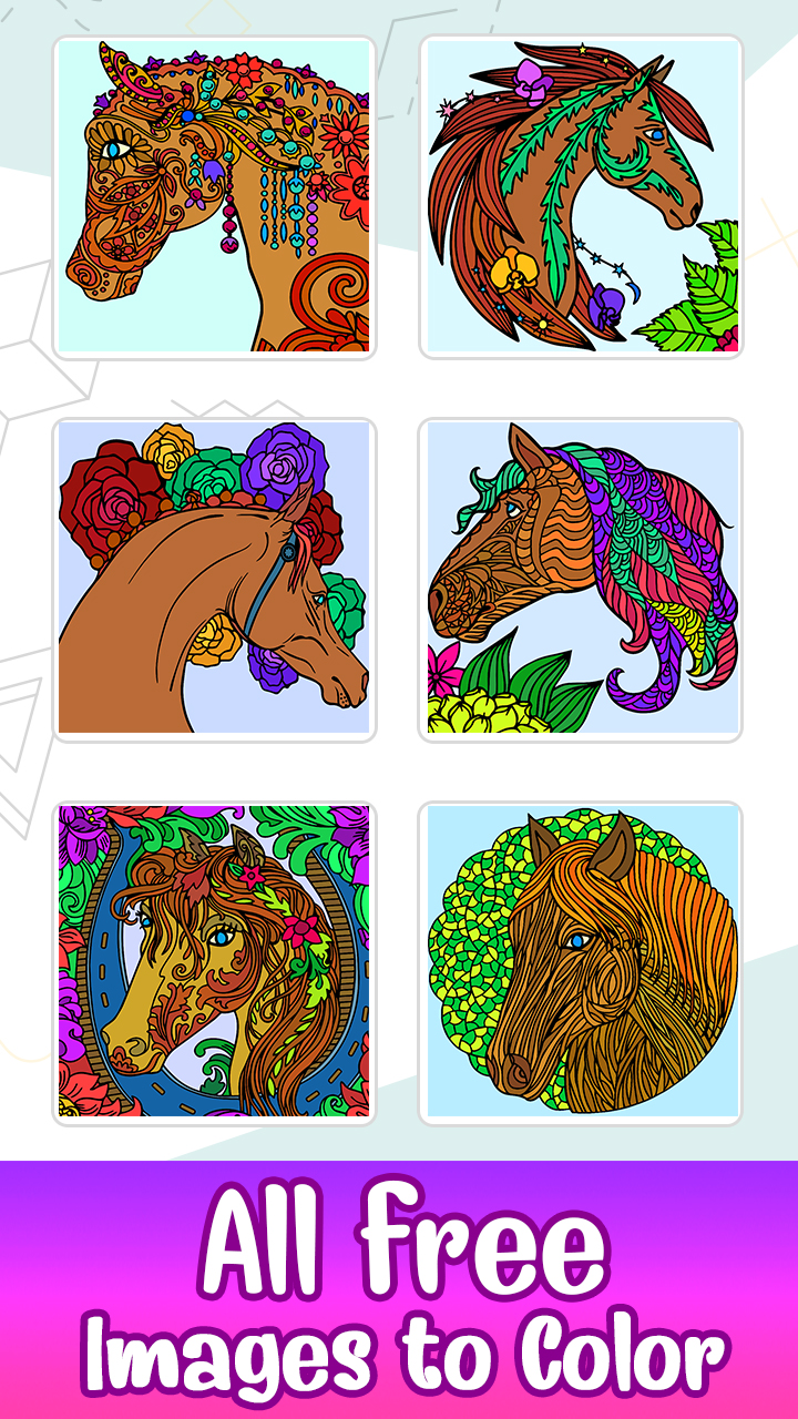 Horse color by number book