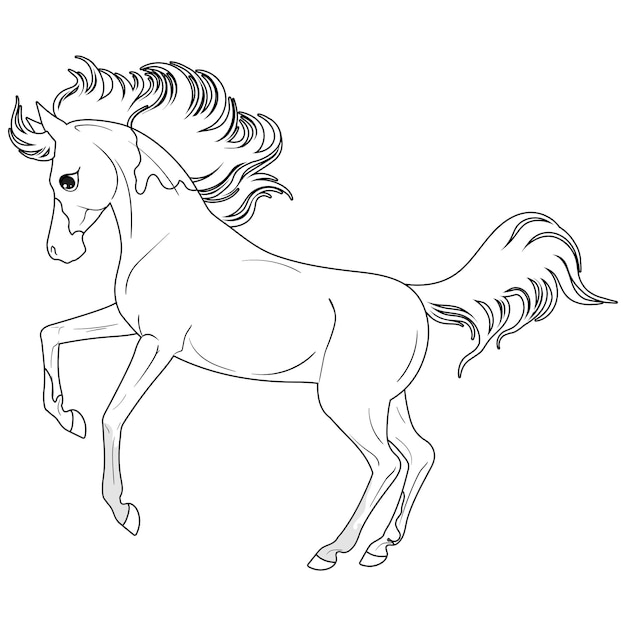 Premium vector coloring page with horse painting for children