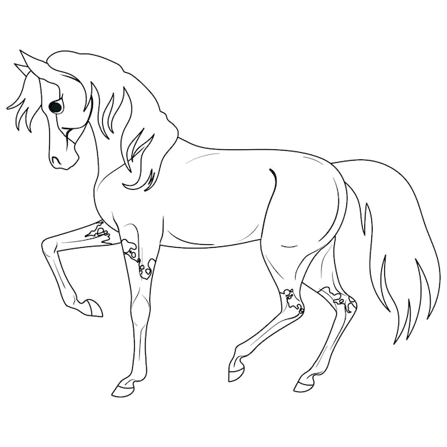 Premium vector coloring page with horse painting for children isolated vector illustration