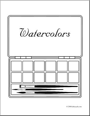 Clip art paint tray coloring page i