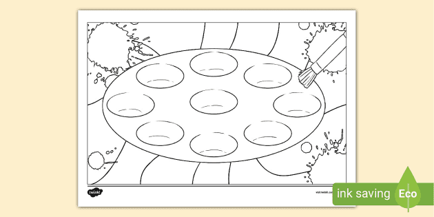 Paint palette colouring page palette colouring