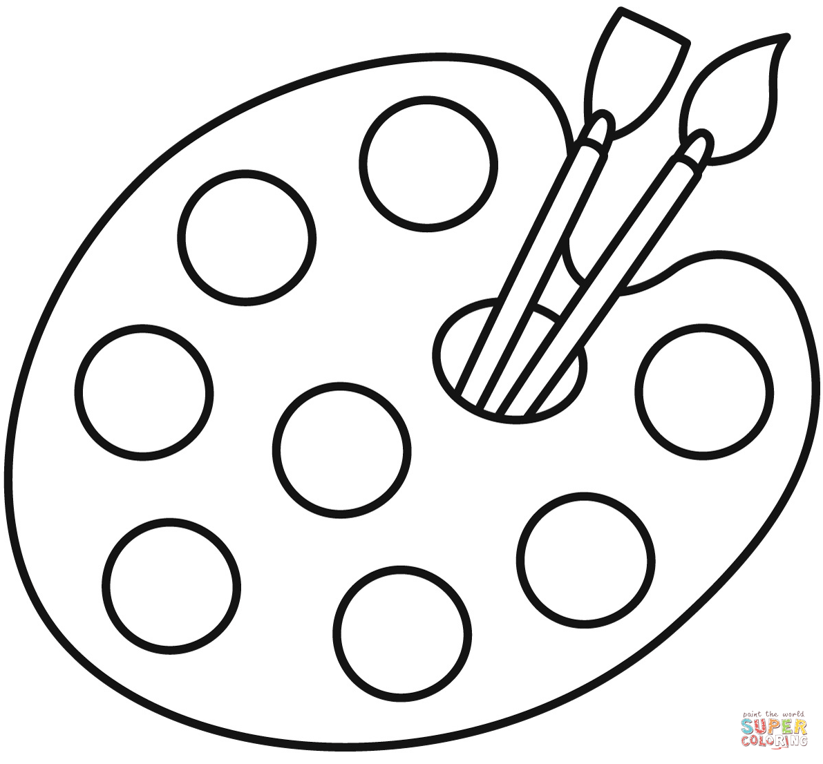 Paint palette coloring page free printable coloring pages