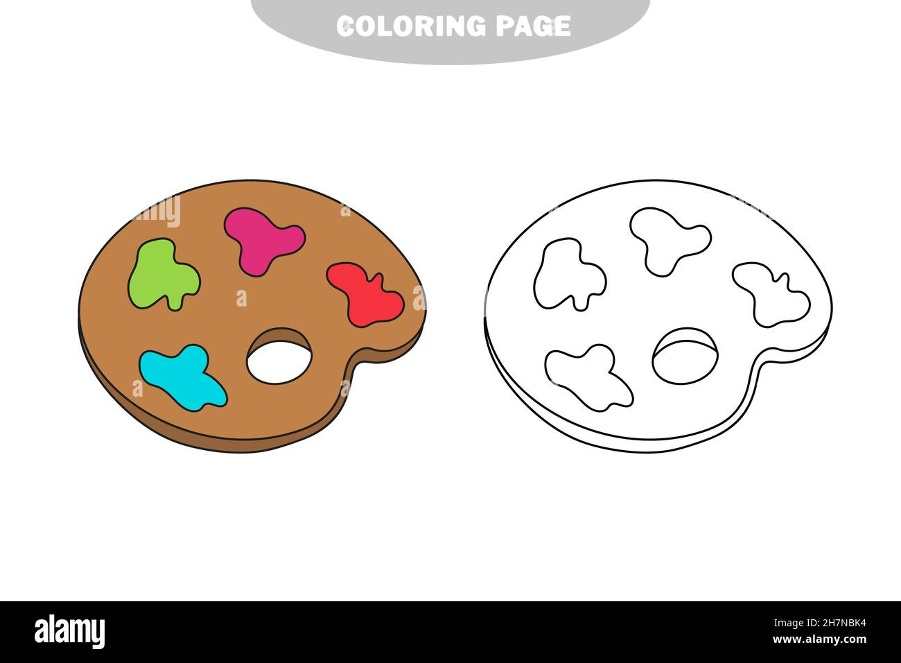 Simple coloring page palette with paints