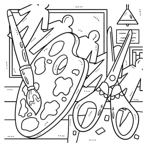 Premium vector paint palette isolated coloring page for kids
