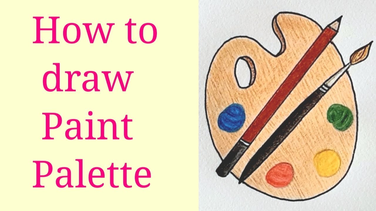 How to draw paint palette step by step