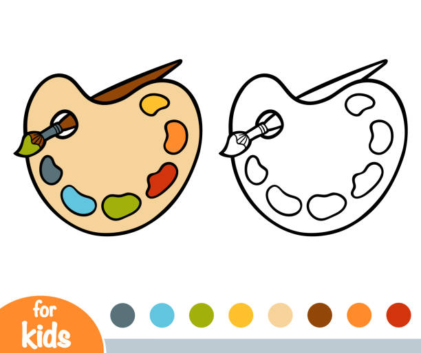 Coloring book art palette with paint brush stock illustration