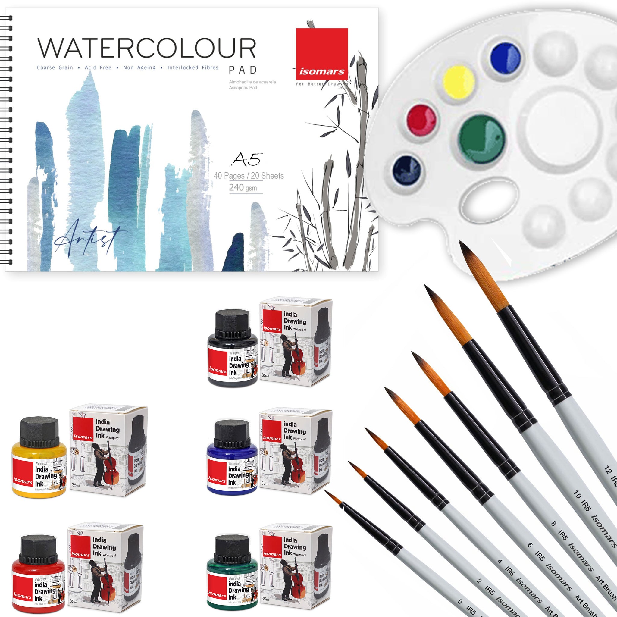 Drawg set watercolor pad colour palette brush set and k collec