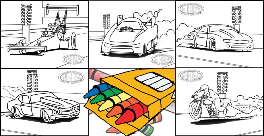 Color our world downloadable racing images for your kids to color