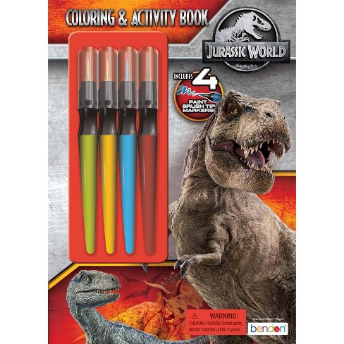 Jurassic world coloring book with brush tip markers