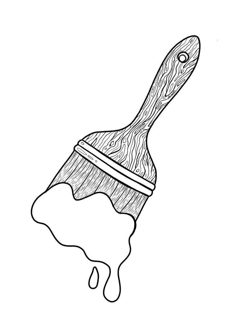 Paint brush coloring page