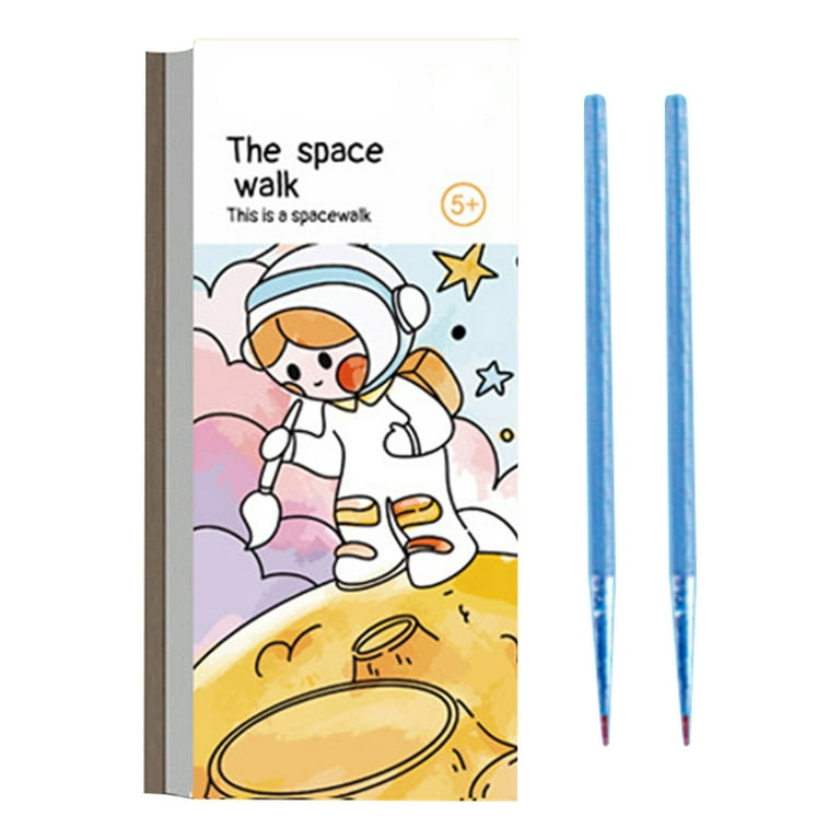 Vearear set pages vivid color drawing book with pigment paintbrush kids cartoon theme paint water coloring book for kindergarten