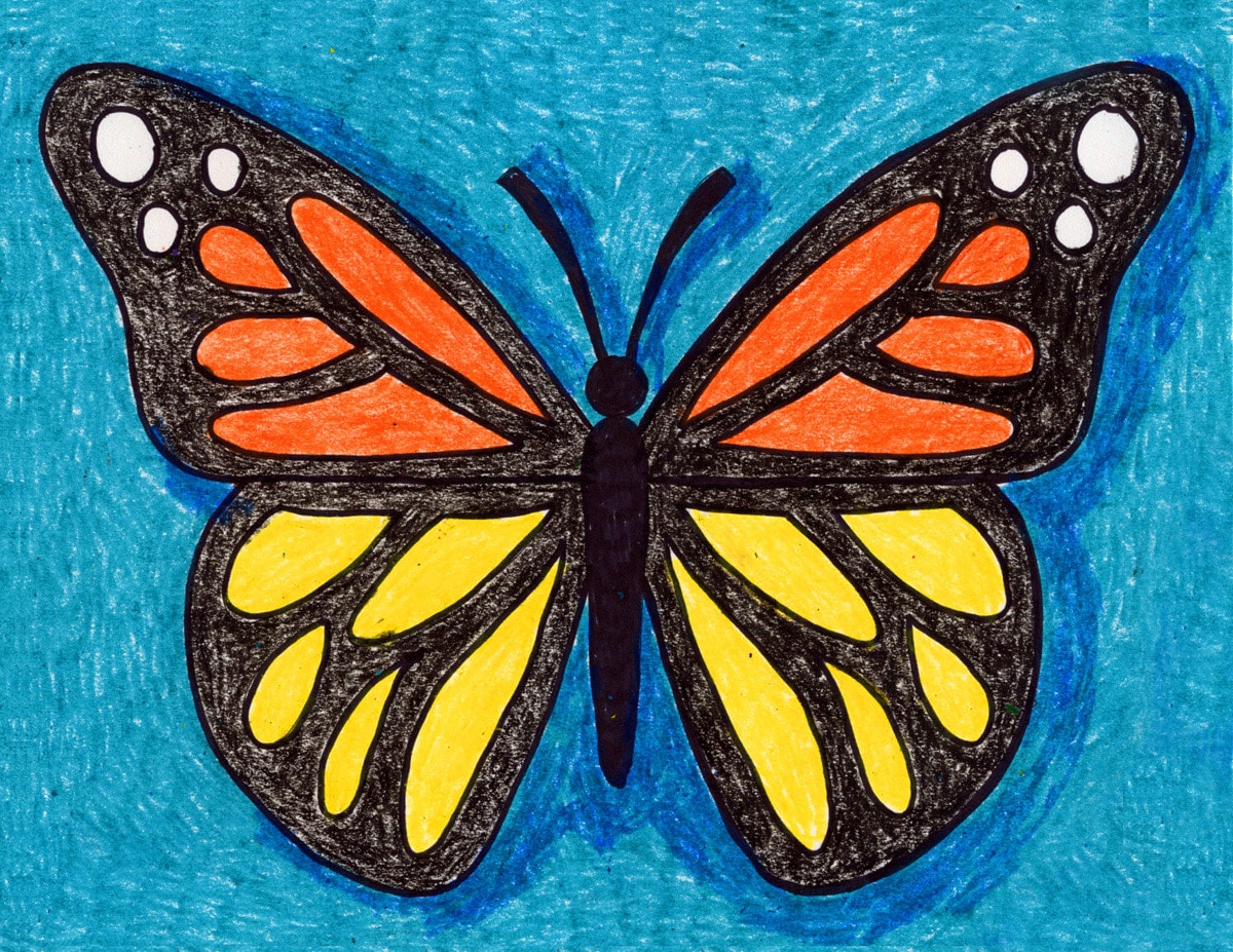 Easy how to draw butterfly tutorial video and coloring page