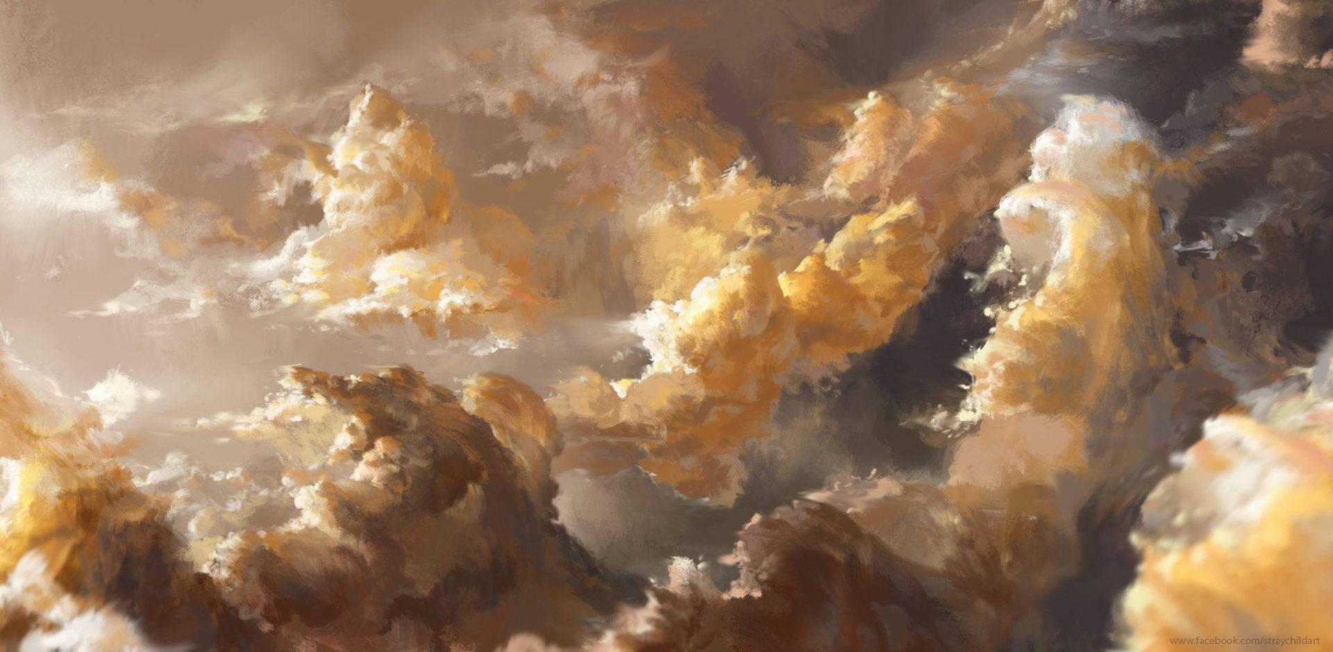 Download aesthetic art yellow clouds wallpaper