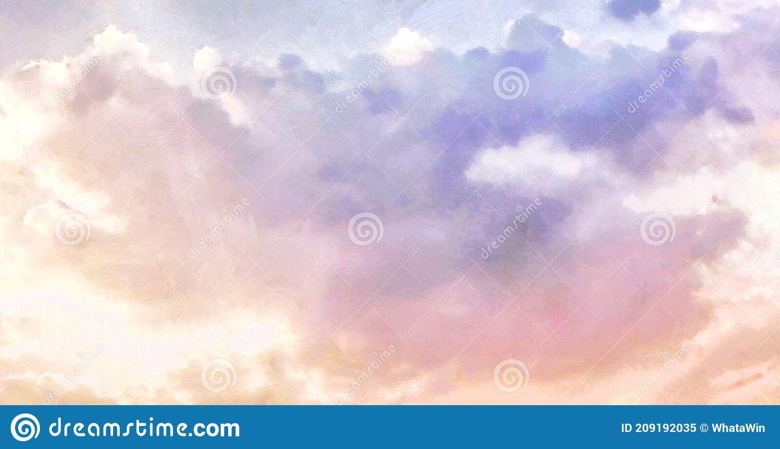 Aesthetic pastel wallpapers sky with clouds realistic painting stock illustration