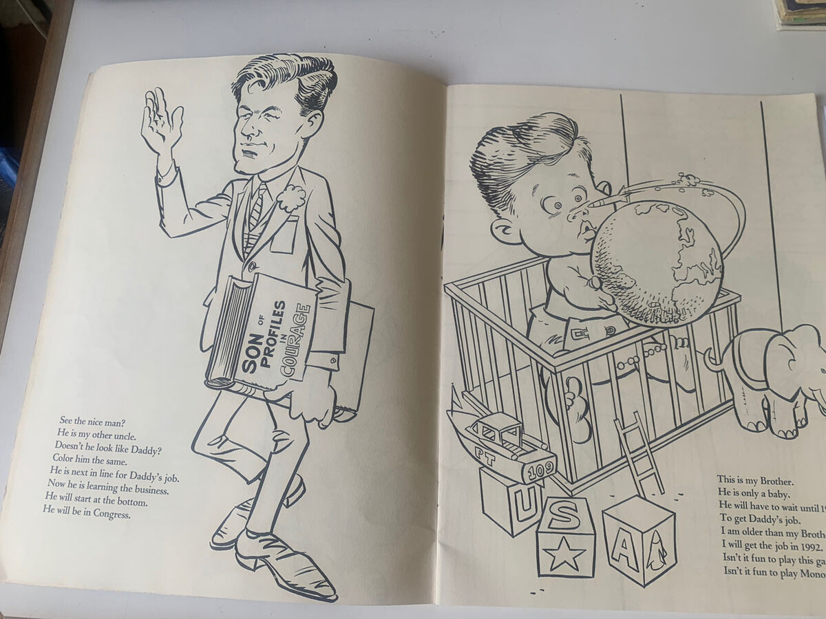 Vintage jfk john jackie kennedy coloring book uncolored by drucker