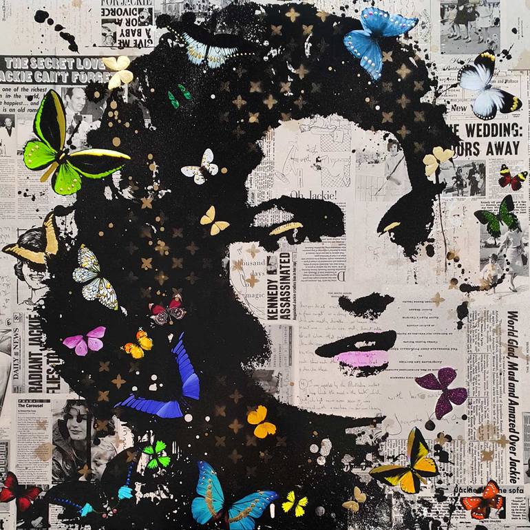 Jackie o hand finished mixed media