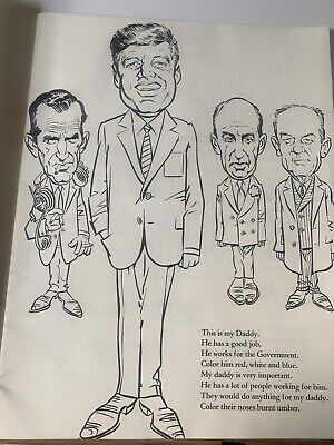 Vintage jfk john jackie kennedy coloring book uncolored by drucker