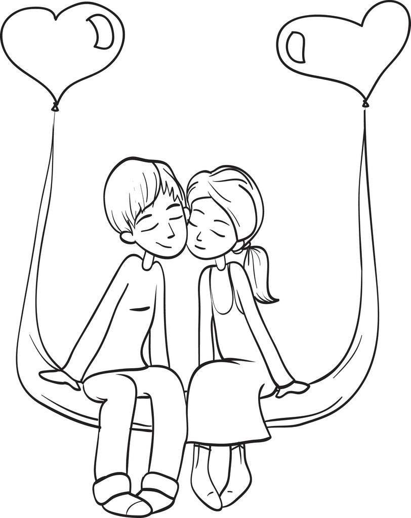 Printable valentines day couple coloring page for kids â