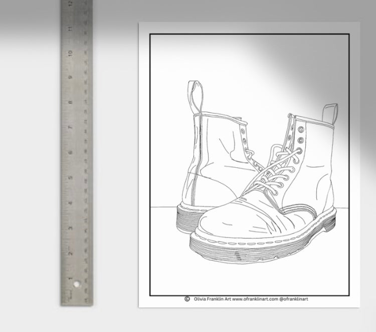 Doc martens coloring page â olivia franklin art