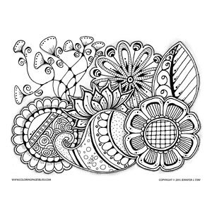 Flowers and paisley limited edition coloring page