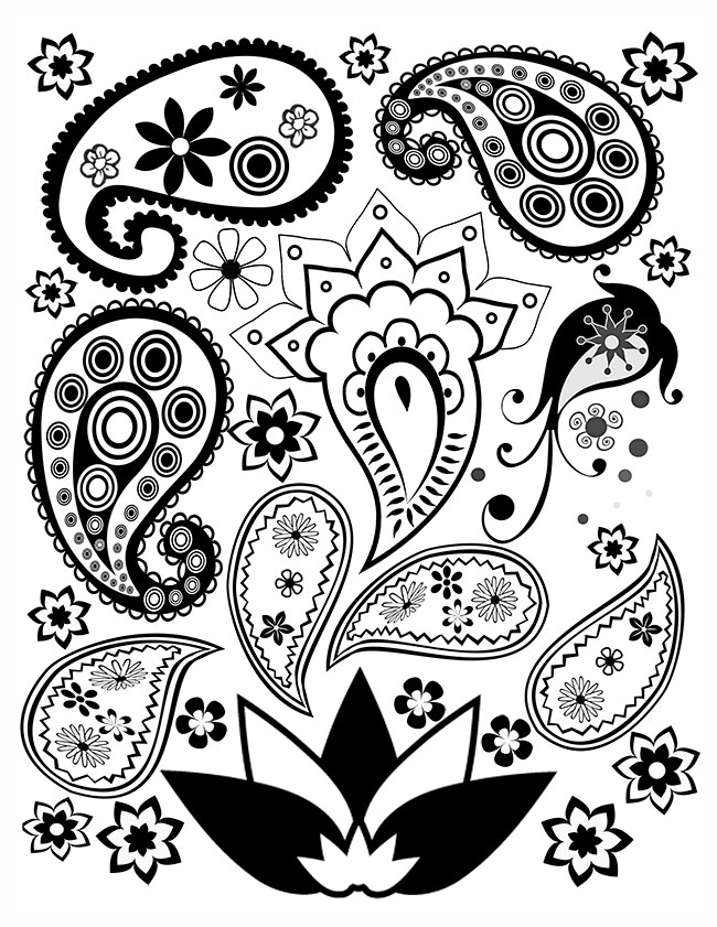 Free printable paisley coloring pages