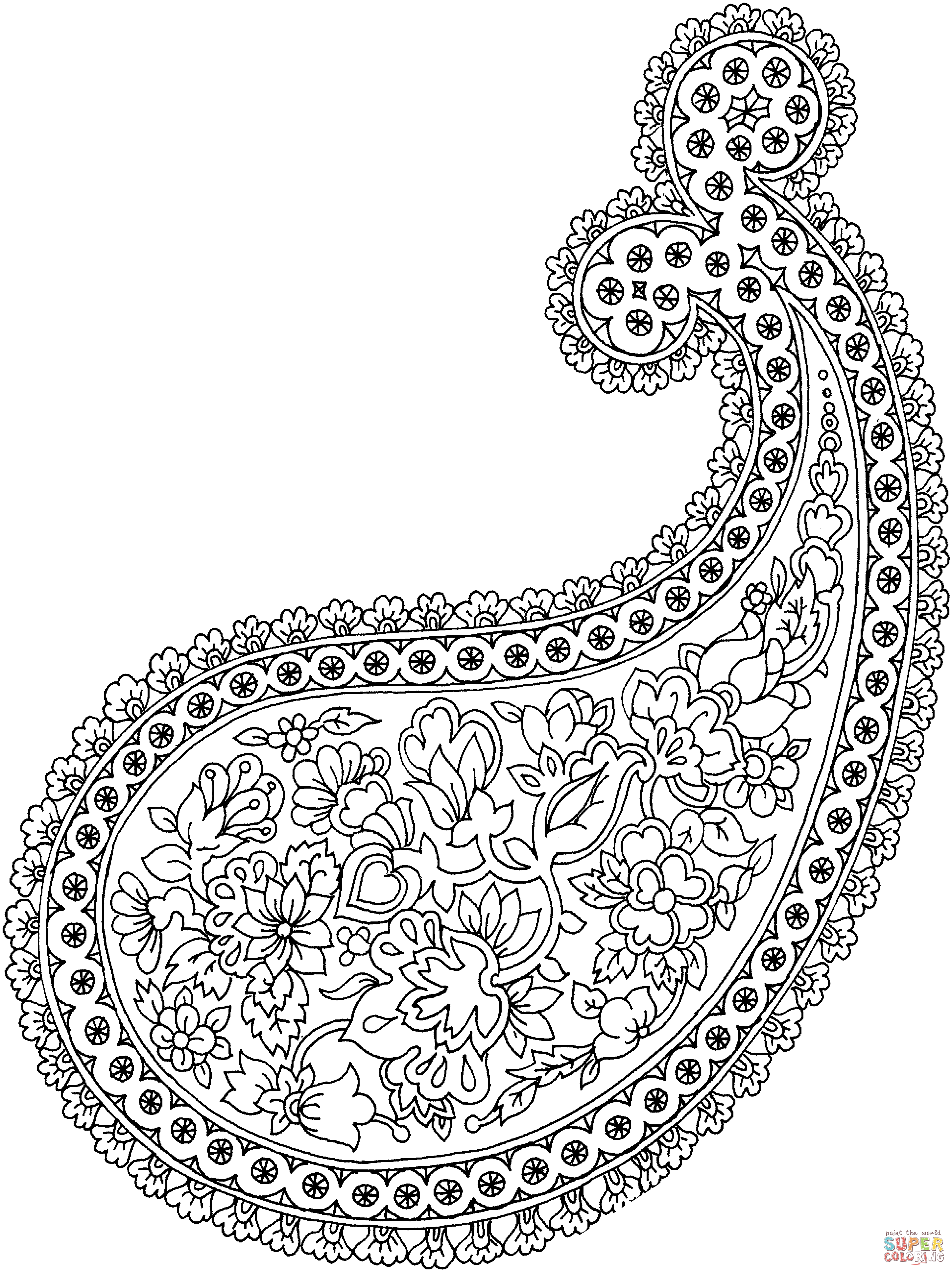 Floral paisley coloring page free printable coloring pages