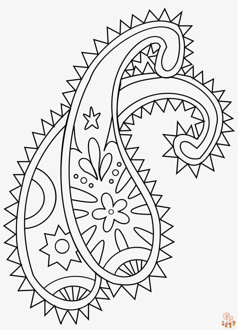 Printable paisley coloring pages free for kids and adults